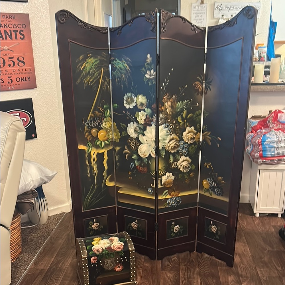 Vintage Changing Divider with matching hand-painted chest